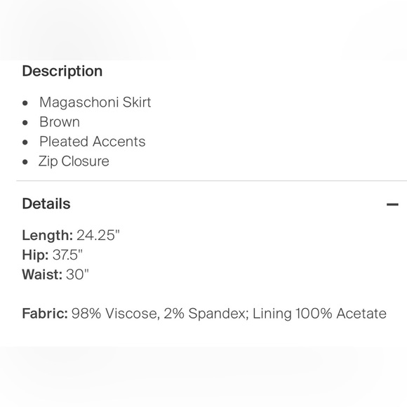 Magaschoni Pleated Accents Brown Skirt - Picture 4 of 4